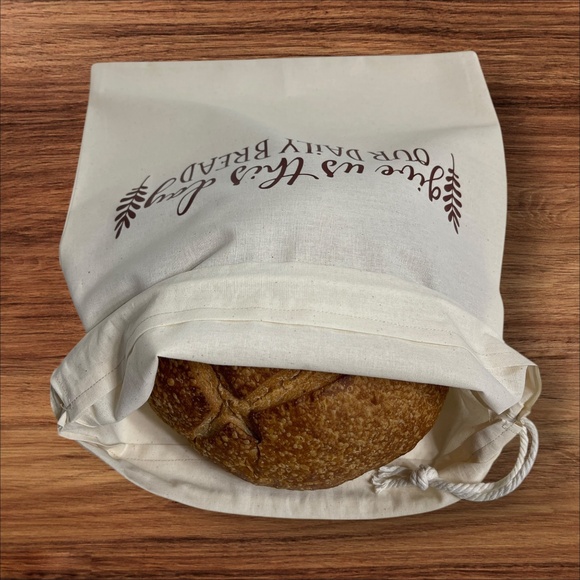 Farmhouse Linen Bread Bag, Sourdough Cotton Handmade Reusable Bread Keeper - Picture 2 of 5